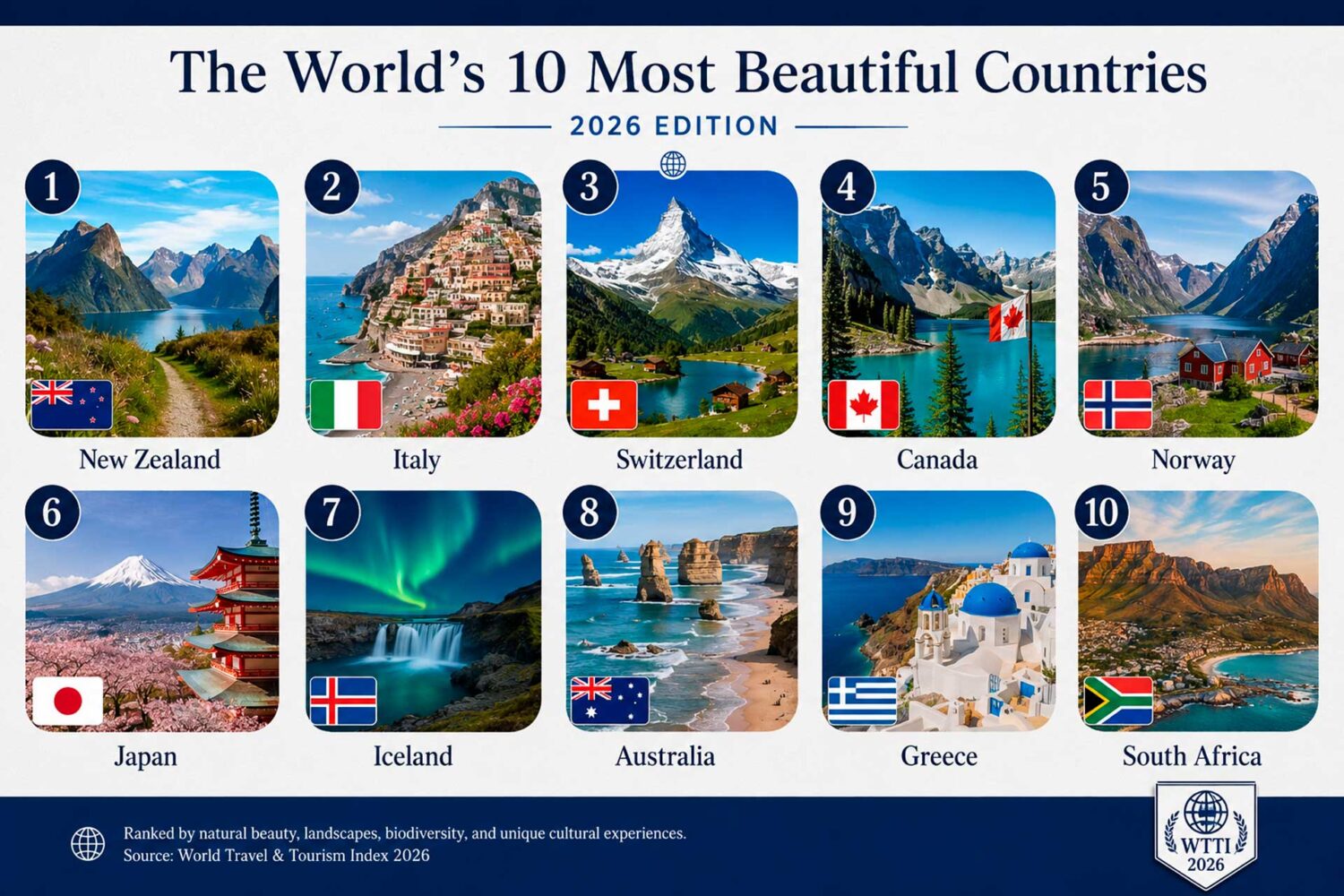 Countries which consistently appear at the top of international travel rankings